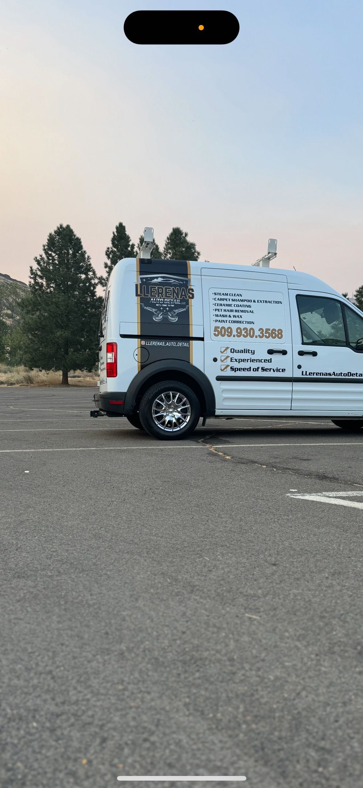 Llerenas Auto Detail mobile service van — we come to you in Yakima WA
